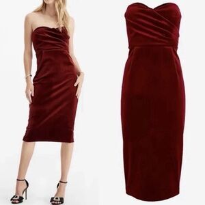 New Express Strapless Burgundy Dress XS